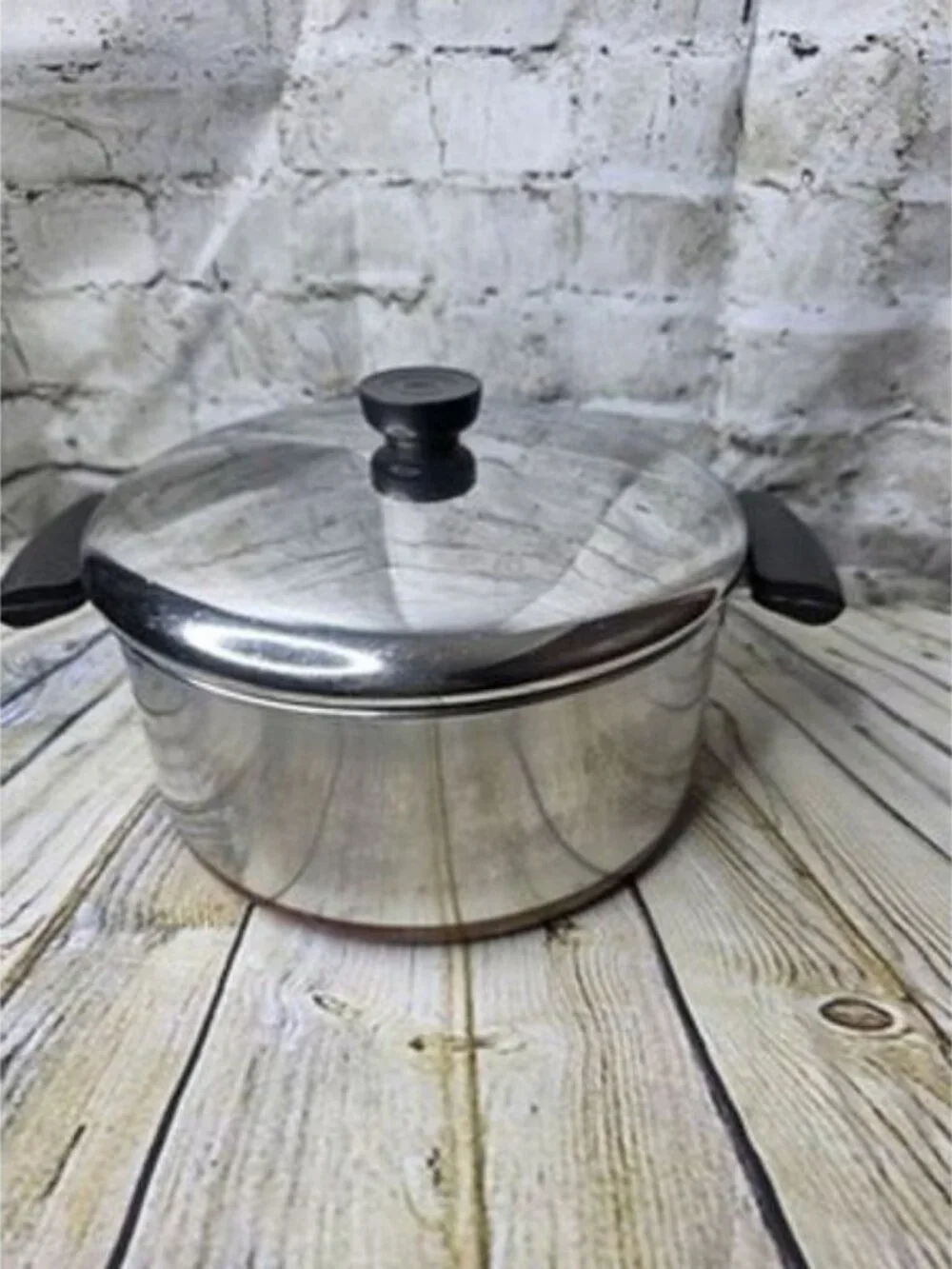 Revere Ware 1801 Copper Bottom Stainless 4 1/2 Qt Stock Pot & Lid Indonesia